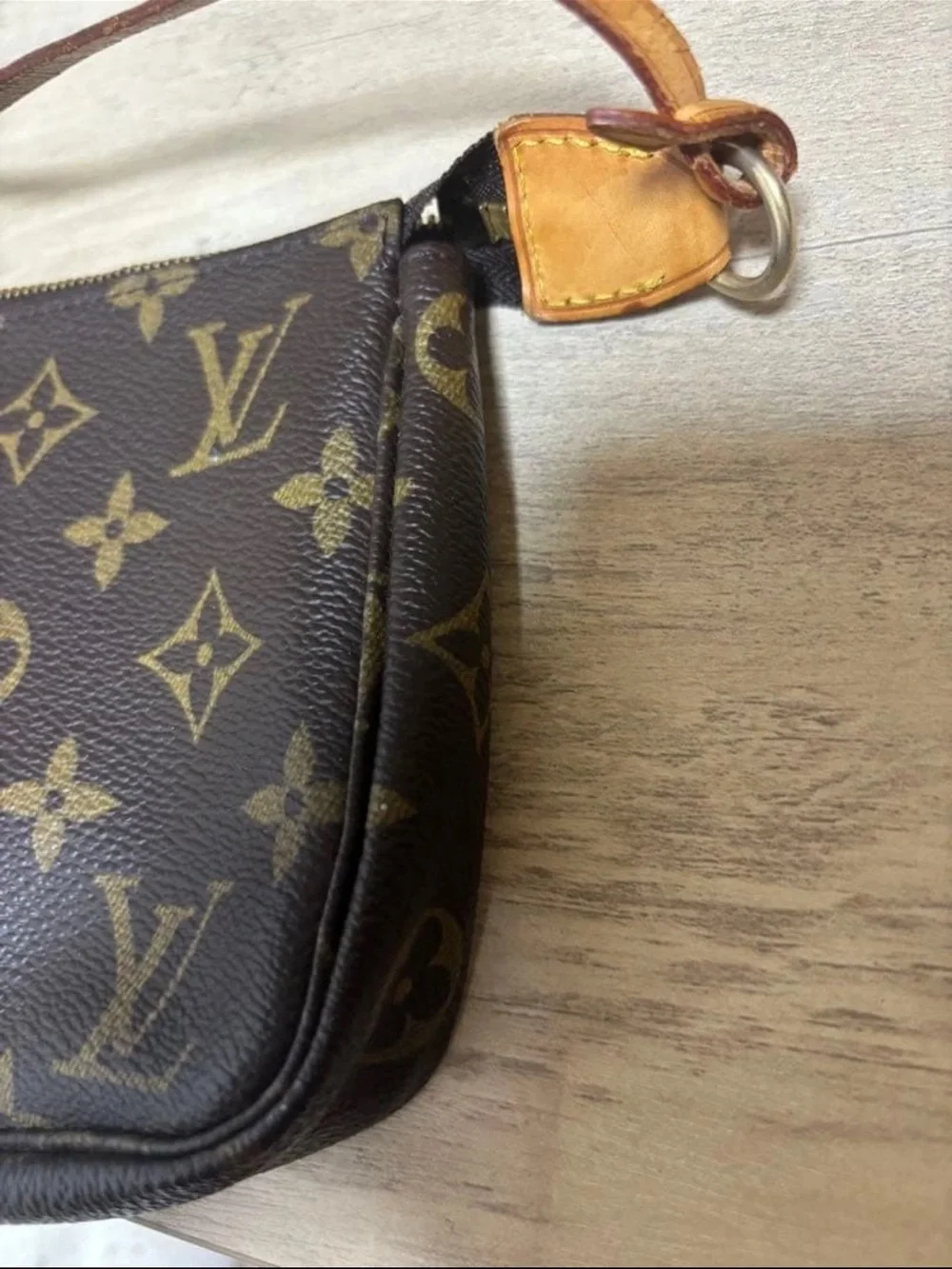 Louis Vuitton Monogram Canvas Wristlet Pouch in Dark Brown